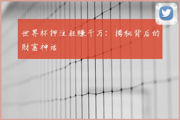 世界杯押注狂赚千万：揭秘背后的财富神话